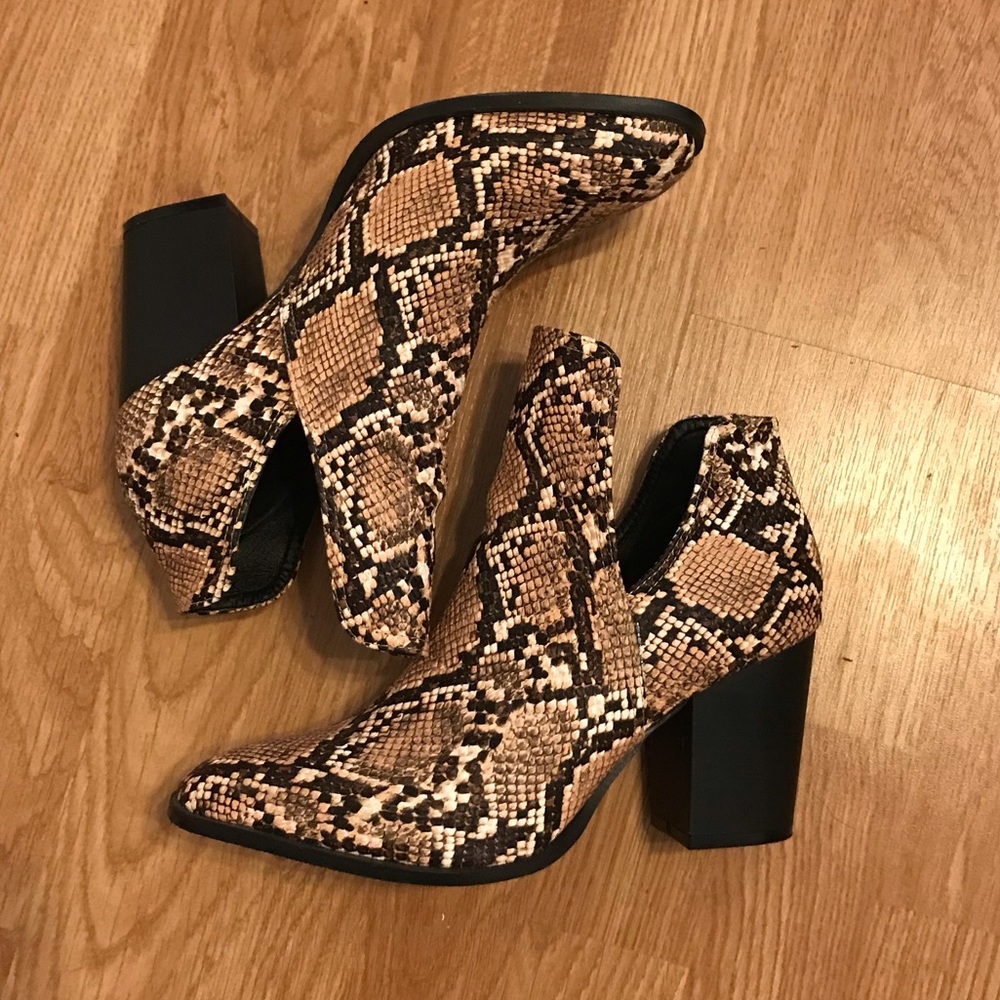 Snakeskin booties